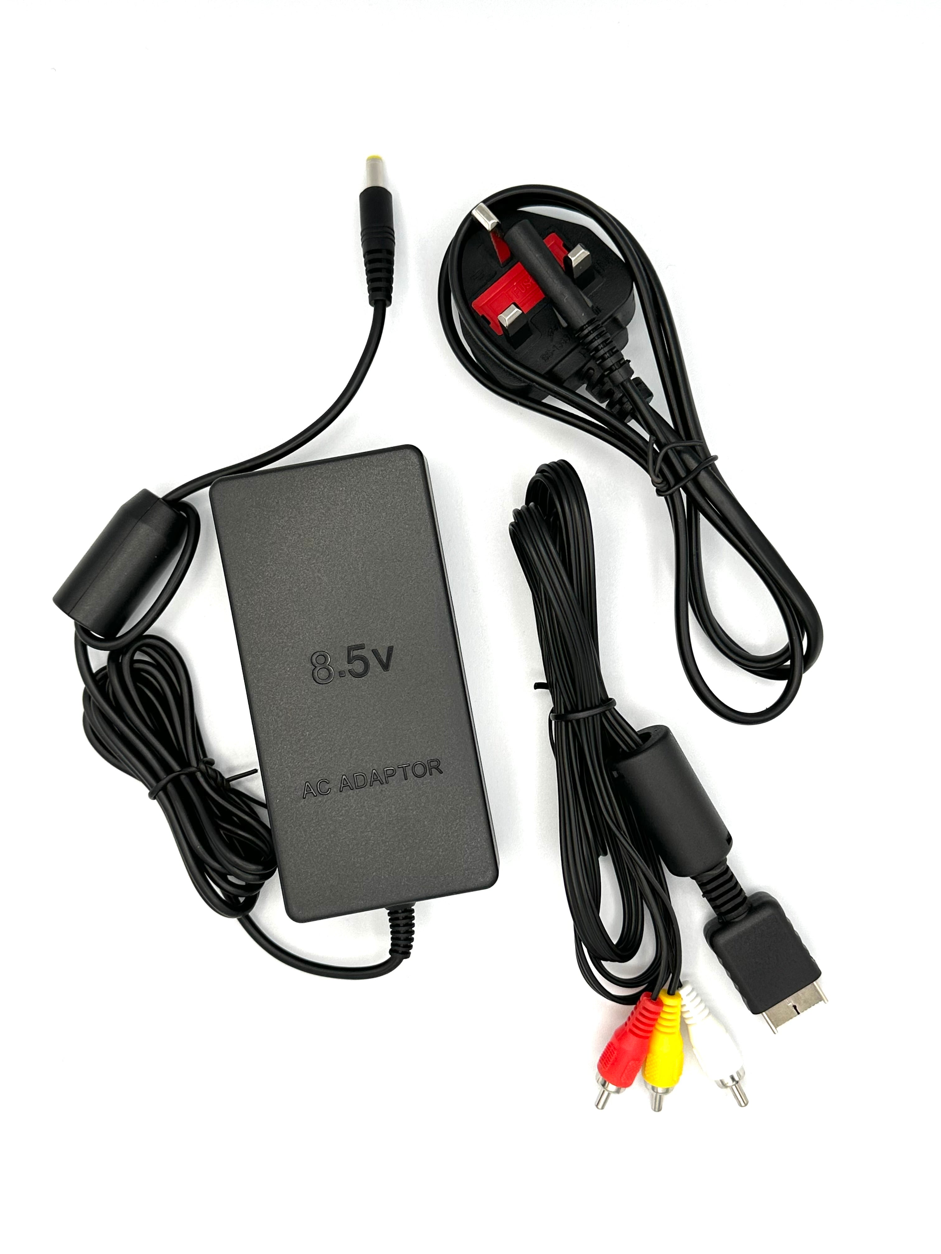 PlayStation 2 Slim Power Supply Adapter + AV Cable + UK Plug